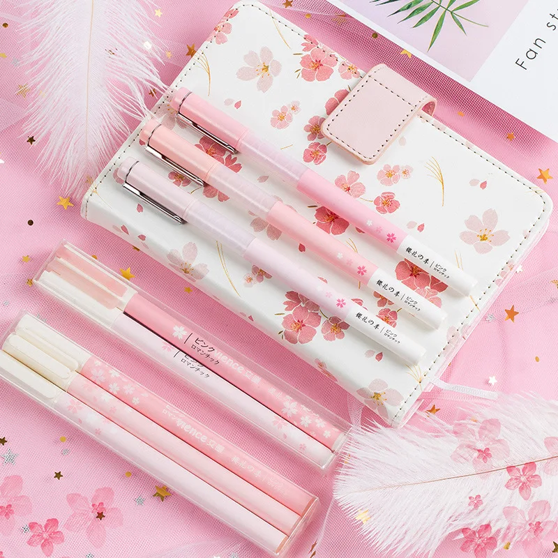 Coloffice 1PC/3PCs Sakura Mint Green Series Simple Fresh Needle Capsule Gel Pen Students School Hand 0.5/0.38mm Black Ink | Канцтовары