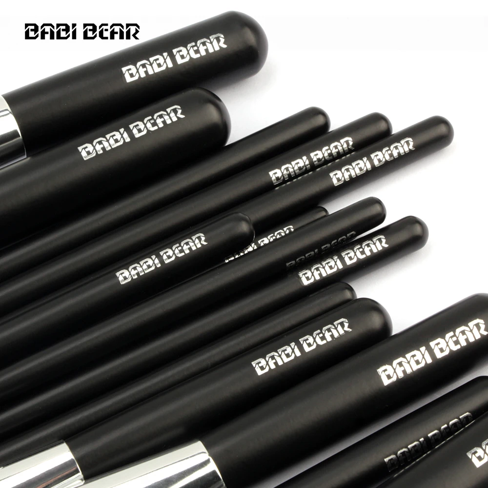 Проф 15 шт. черные кисти ля макияжа Набор Основы тени для глаз бровей губ набор