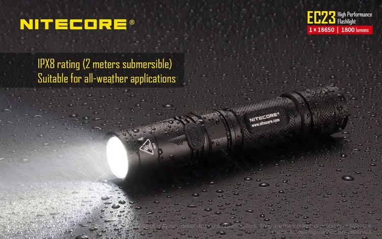 NITECORE EC23 8 режимов 1800лм CREE светодиодный водонепроницаемый фонарь для кемпинга и пеших прогулок, портативный фонарь,, без 18650