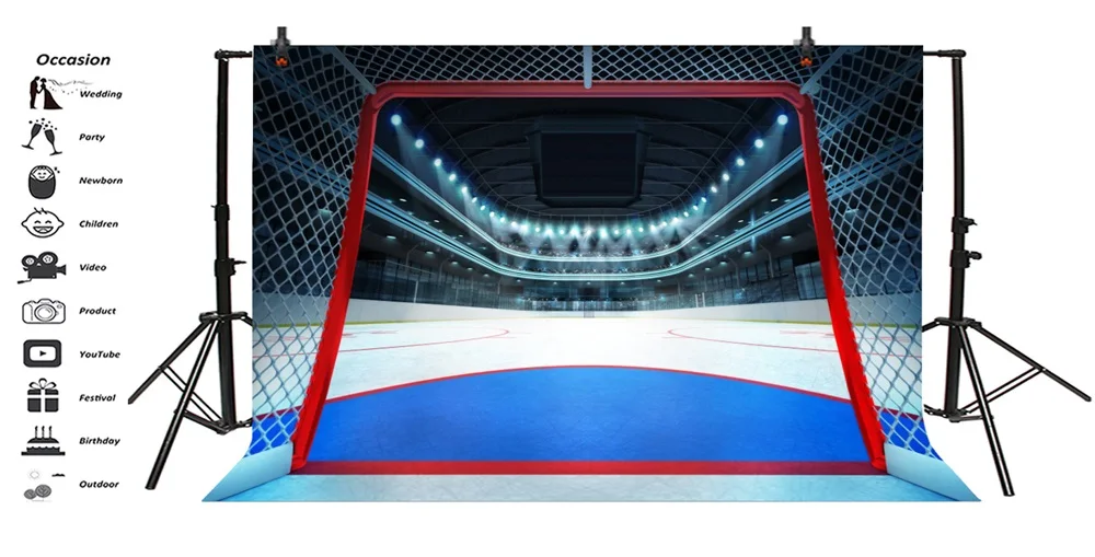 Laeacco Stadium Ice Hockey Game Fans Crowd Scene Photography Backgrounds Customized Photographic Backdrops For Photo Studio | Электроника
