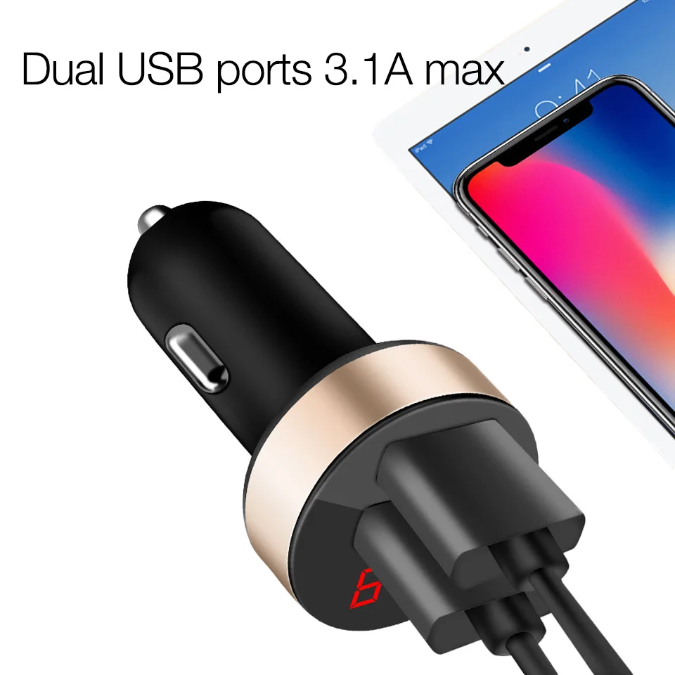 Tendway автомобильное usb-устройство для зарядки телефона цифровой светодиодный