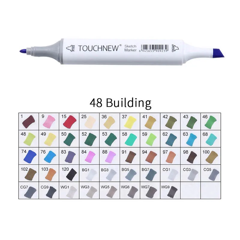 white 48 Building Touchnew Набор цветных копировальных маркеров спиртовые ручки, маркеры для рисования товары для рукоделия кисть манга для рисования акриловый дизайнерский набор ручек для студентов - Цвет: white 48 Building