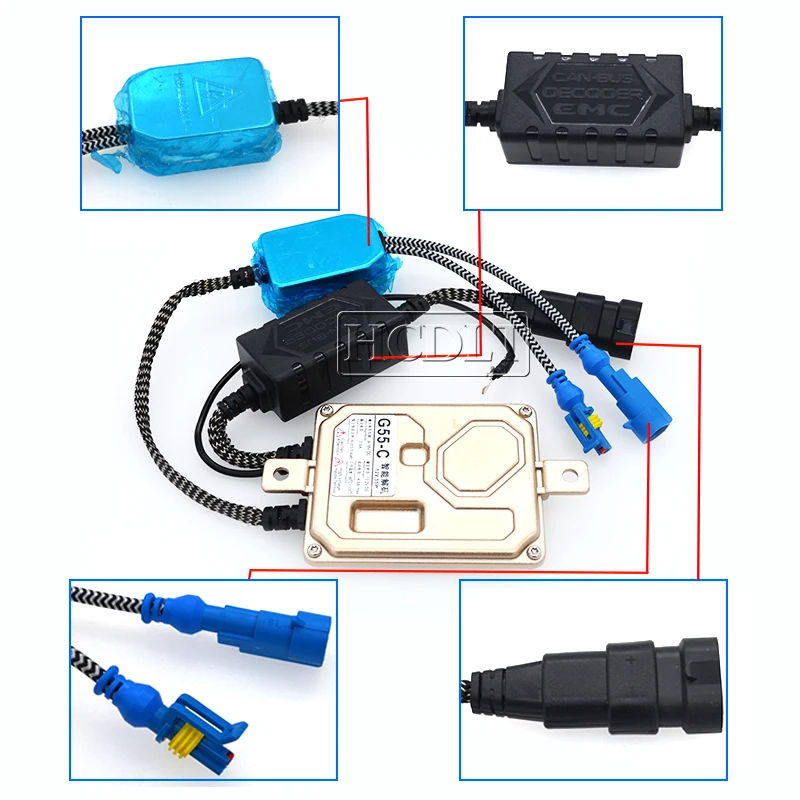 HCDLT AC 55 Вт Xenon H7 Canbus HID Kit D2H 9012 HIR2 H1 HB3 HB4 H11 5500K Автомобильная фара лампа без ошибок