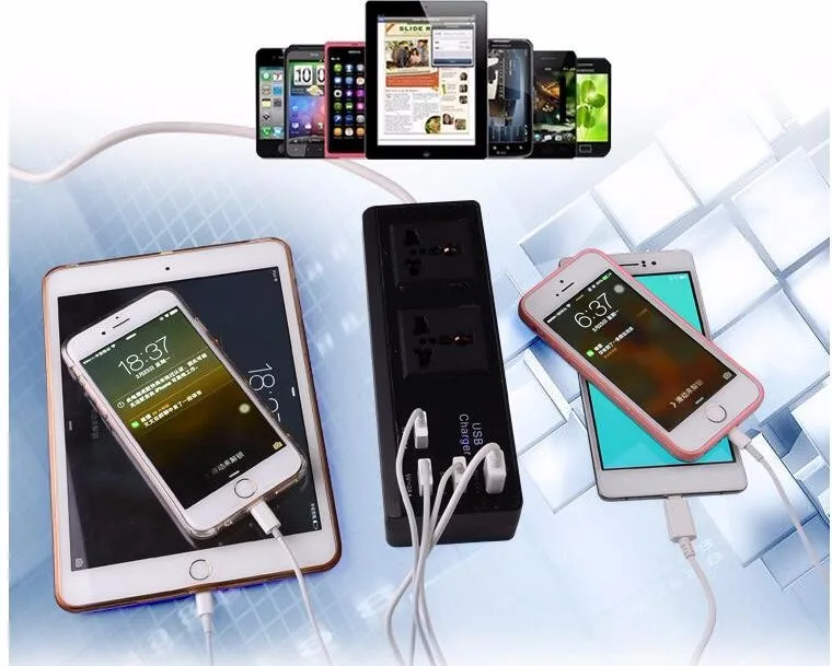 ДБ Мощность 2 розетки 4 USB настенная розетка мощность полосы адаптер с переключателем для смартфонов планшеты и USB устройств ЕС/Великобритания/США Разъем