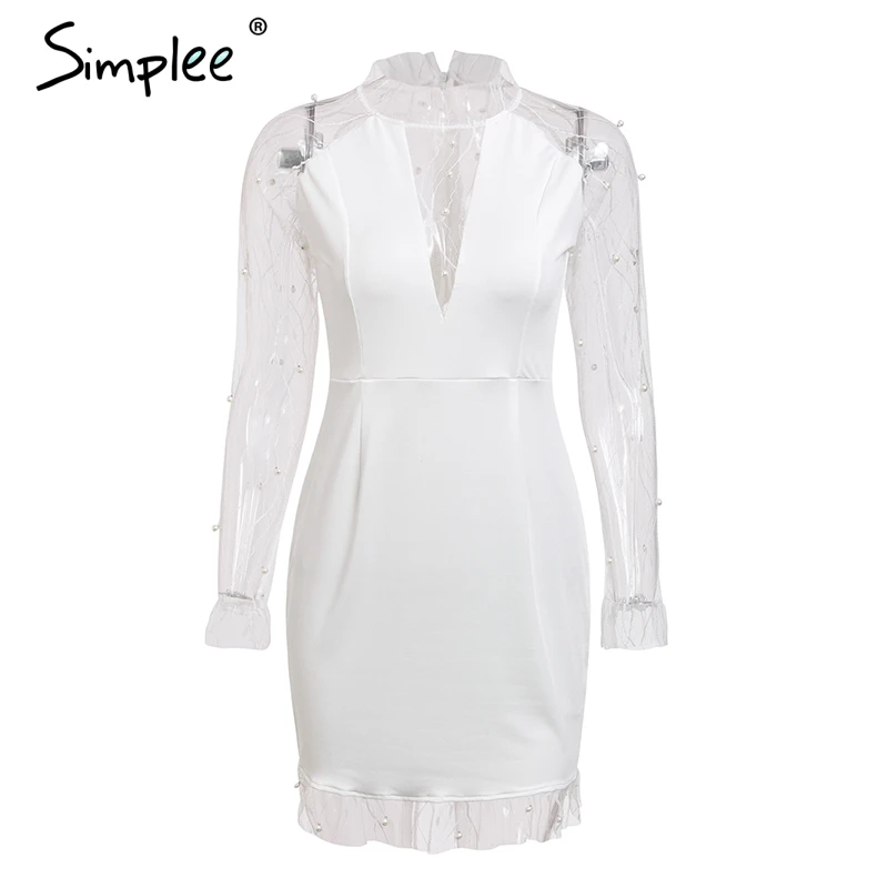 Женское Прозрачное платье Simplee вечернее мини-платье с высокой талией и бусинами