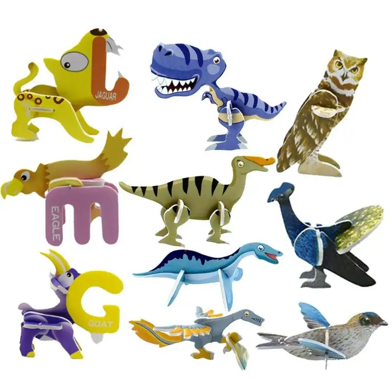 

18pcs Foam 3D Paper Puzzles Toys Children Educational DIY Animal Puzzles Fun Cartoon Animal Birds Model Kids DIY Jigsaw Toy Gift
