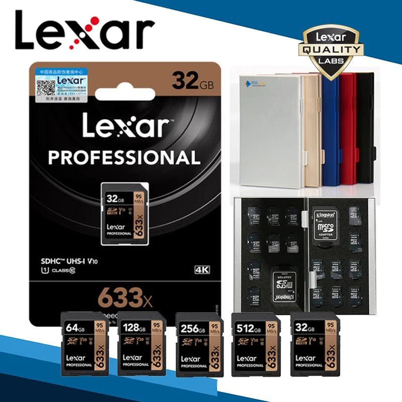 Карта Lexar с кармашком для карт 633x UHS I V30 U3 C10 SD SDXC карта памяти 512 ГБ 256 128 Гб 64 32 и
