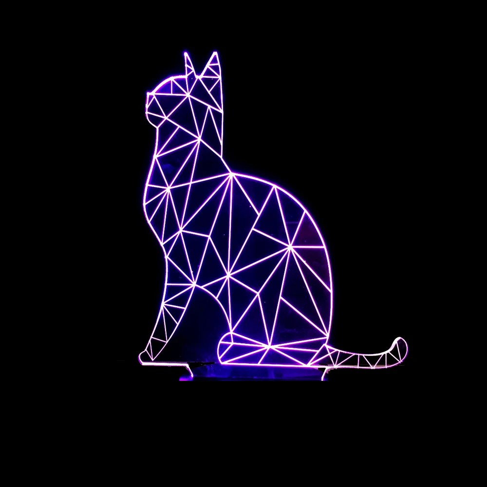 7 цветов волна кошка ходячая лампа 3D Светодиодные ночные светильники для детей