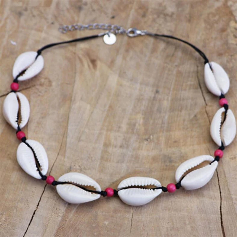 Ethnic Style White Shell Choker Necklaces For Women Handmade Shells Beaded Chain Necklace Boho Collar Jewelry Hot Sale | Украшения и