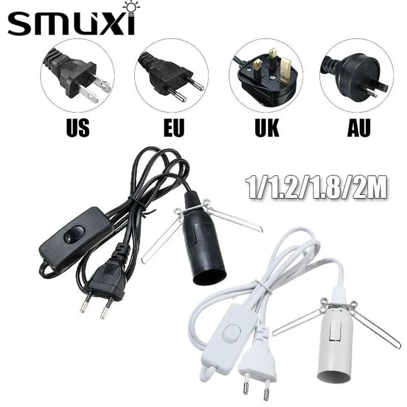 Smuxi черный белый 1 м 1,2 м 1,8 м 2 м шнур вкл/выкл лампа база Гималайская Соляная Лампа Электрическая мощность США/ЕС/Великобритания/Австралия вилка