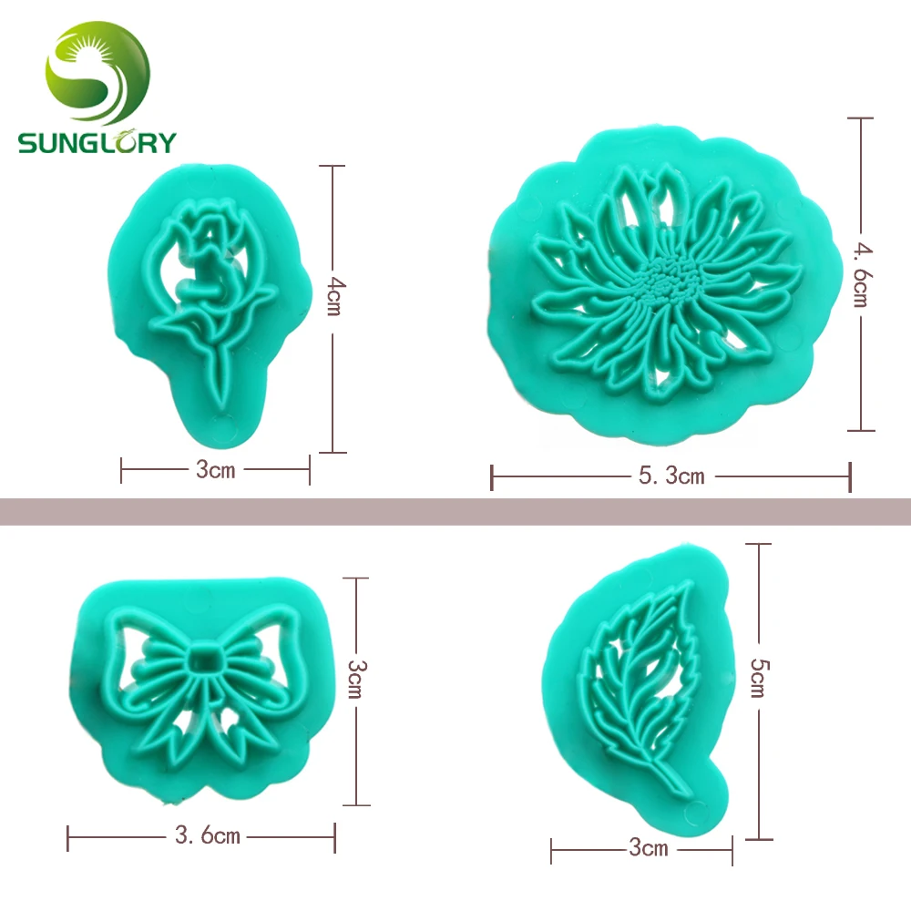 4 шт./компл. Пластик цветы бантом печенья листья сахарные помадка Cutter печенье Mold