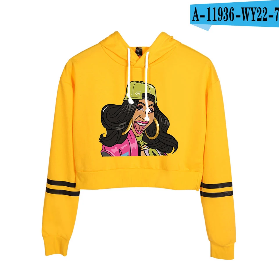 orange Список Cardi B укороченный топ толстовки для женщин Kpop хлопок Harajuku высокое качество Cardi B девушка оранжевый свитер с капюшоном - Цвет: orange