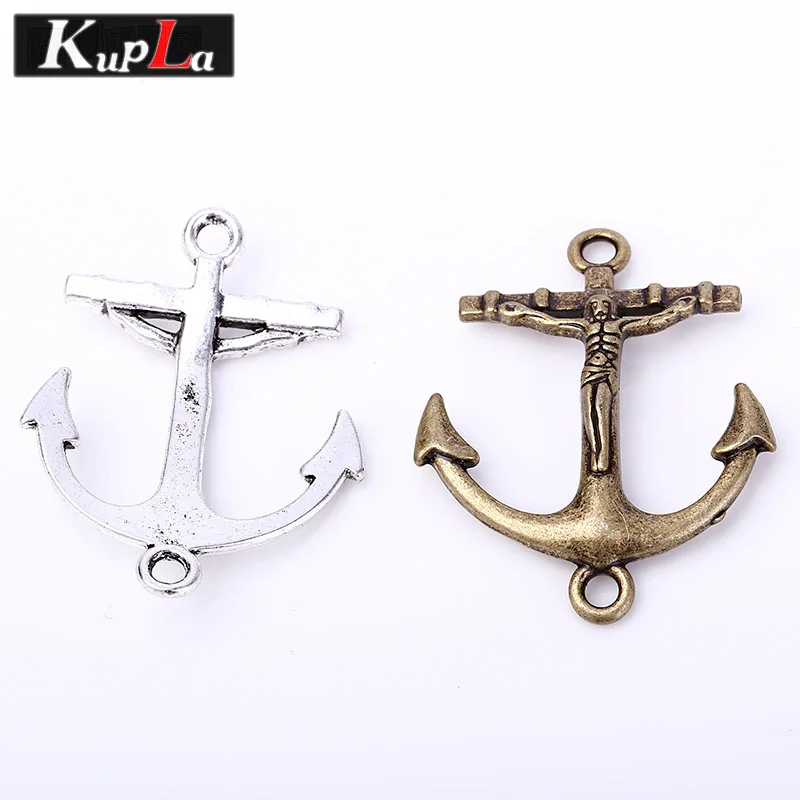 Kupla винтажные шармы с серебристым металлическим якорем Иисуса аксессуары DIY