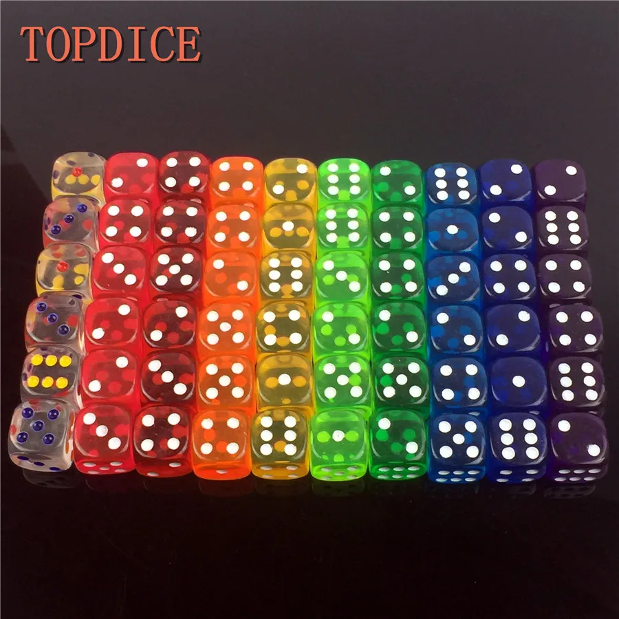 [Topdice] 10 шт./компл. 18 мм ясно красочные кости цифровые cube набор питьевой игры