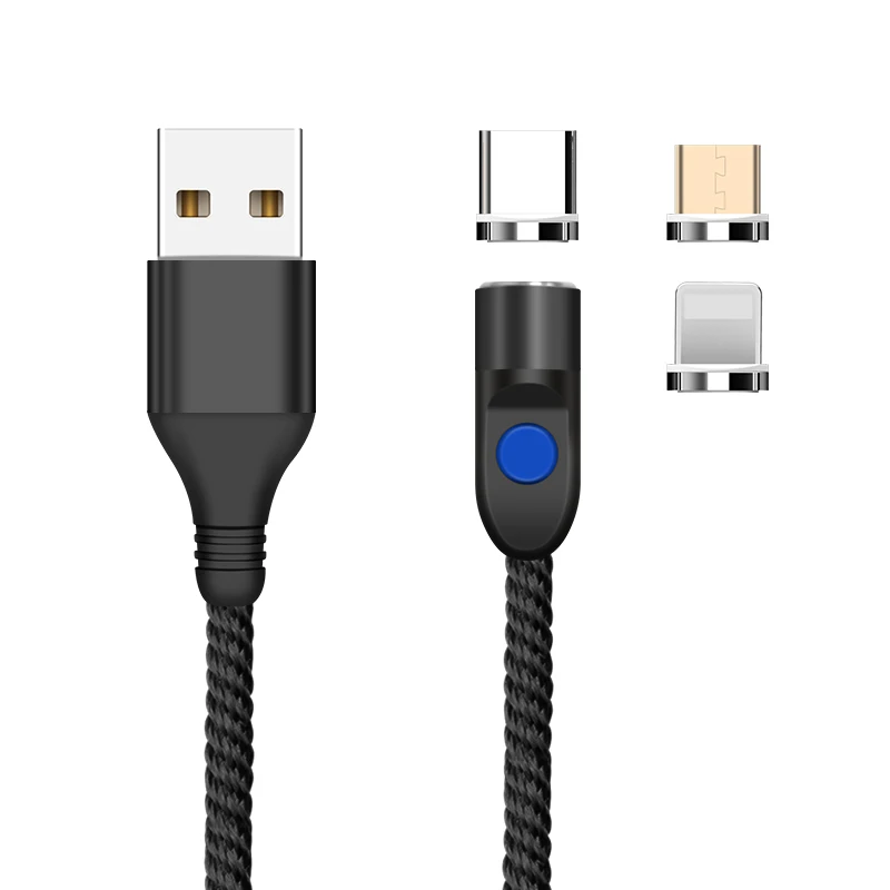 Черный SUNPHG 3 в 1 Магнитный кабель type C для iPhone Lightning 3A кабель для быстрой зарядки Microusb шнур для huawei samsung 1 м провод для зарядки - Цвет: Черный