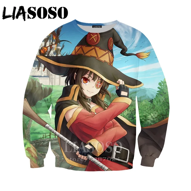 LIASOSO новинка аниме повседневные женские и мужские толстовки принт 3d Konosuba