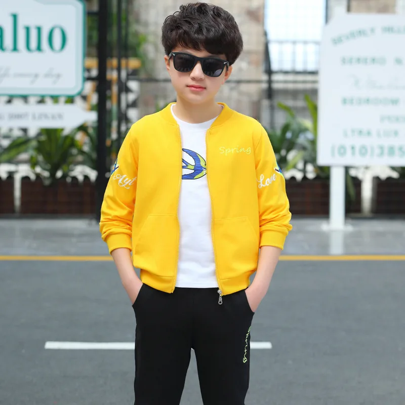 Новые спортивные комплекты из 3 предметов для мальчиков куртка + футболка штаны