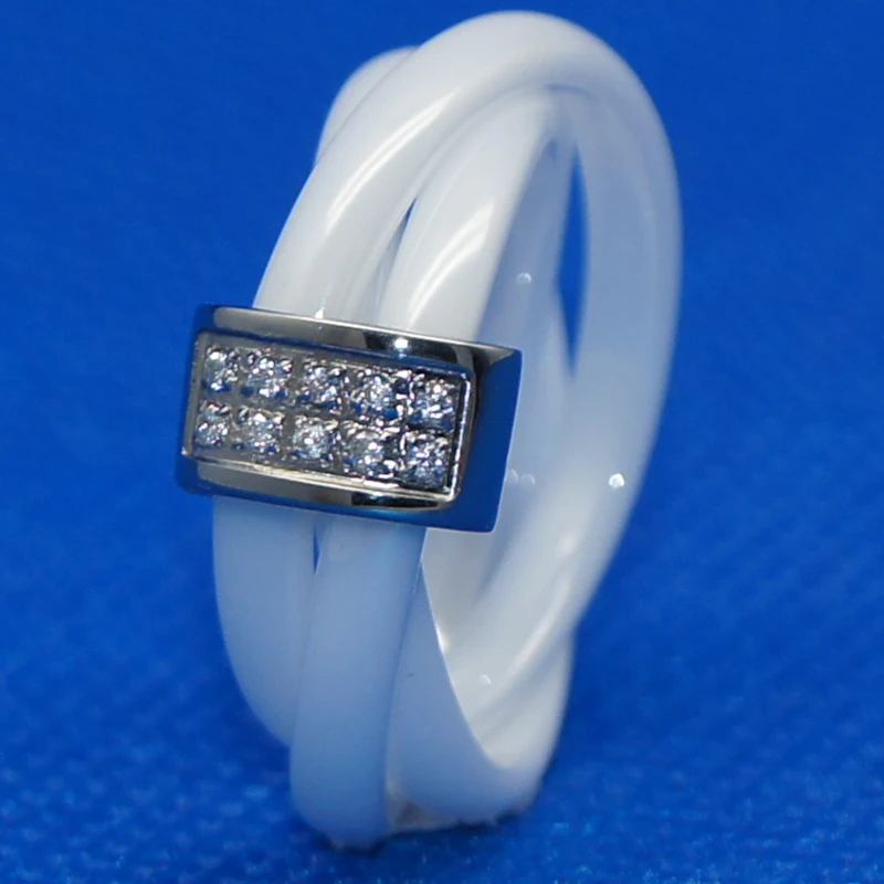 women/girl 6mm width elegant cnc setting stone 3pcs woven dome ring scratch proof ceramic 1pc | Украшения и аксессуары