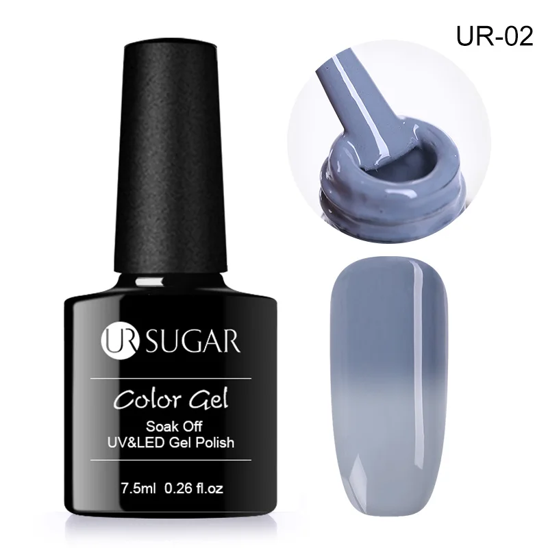 Thermal UR02 UR SUGAR Гель-лак для ногтей 7,5 мл Гибридный лак Полупостоянный серый серия личная гигиена маникюр Дизайн ногтей основа верхнее пальто праймер - Цвет: Thermal UR02