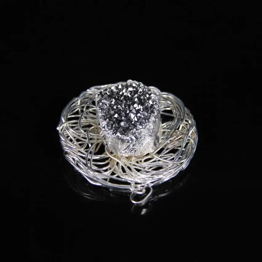 Подвеска фрагмент жеоды из титана с черным покрытием 5 шт.|geode slice pendant|agate geode slicesgeode