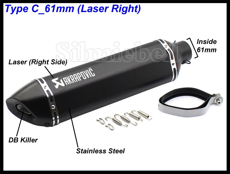 C-61mm (Laser Right) Левая Правая сторона 570 мм Длина 51 мм вход Универсальный Akrapovic Мотоцикл выхлопная труба CB600 ER10N Z800 MT09 R1 R6 R15 FZ6N PCX125 - Цвет: C-61mm (Laser Right)