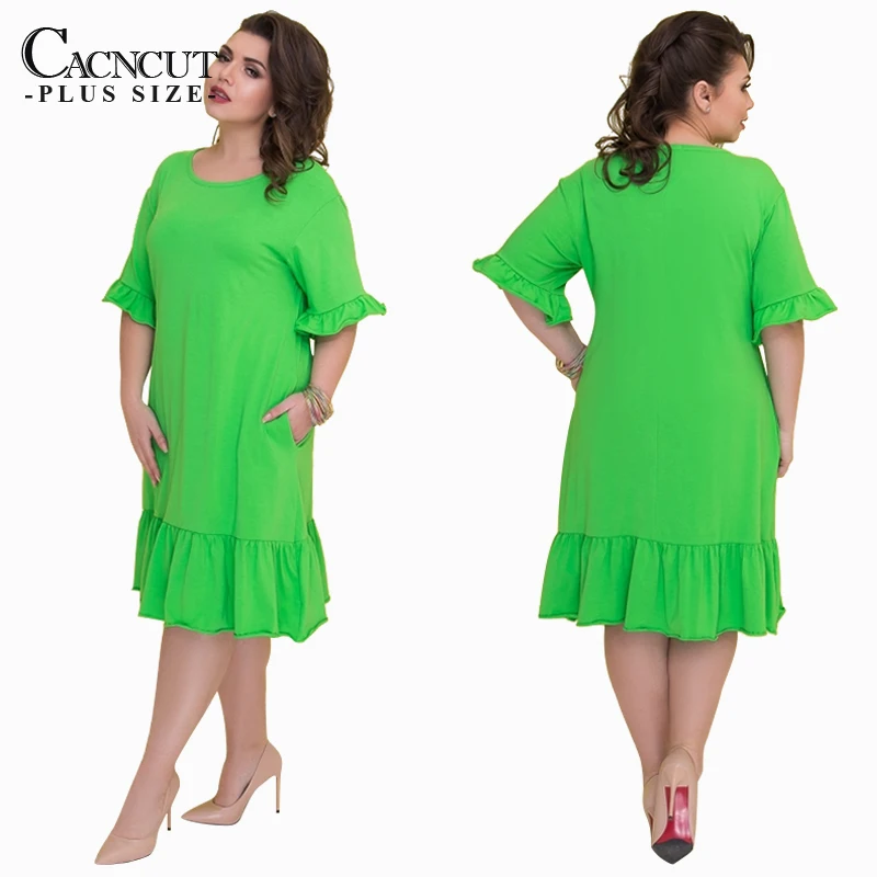 CACNCUT 5XL 6XL повседневные свободные летние кружевные платья большого размера женские вечерние платья до колен в стиле пэчворк женская одежда