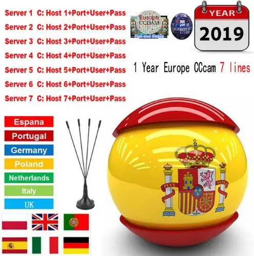 Freesat V7 HD av кабель 1 год резких перемен температуры 7/8/10 линий CCcam Европа Польша
