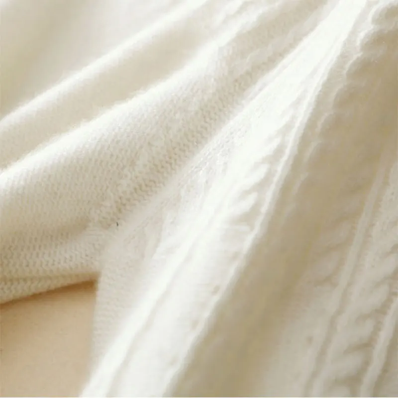 Casual O Neck Womens Cashmere Sweaters 100% Ribbed Knitted Pullover Female White Korean Flare Sleeve Winter Jumper For Women | Женская