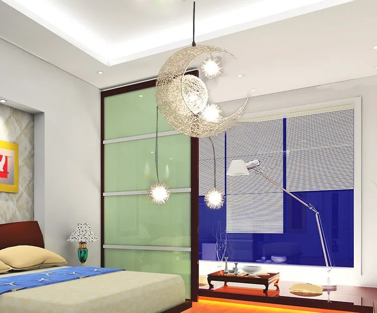 

Modern Chandelier Lighting Moon Star Sweet Bedroom LED Chandelier Lustre Hanglamp Kitchen Fixtures Child kids room Decor Light