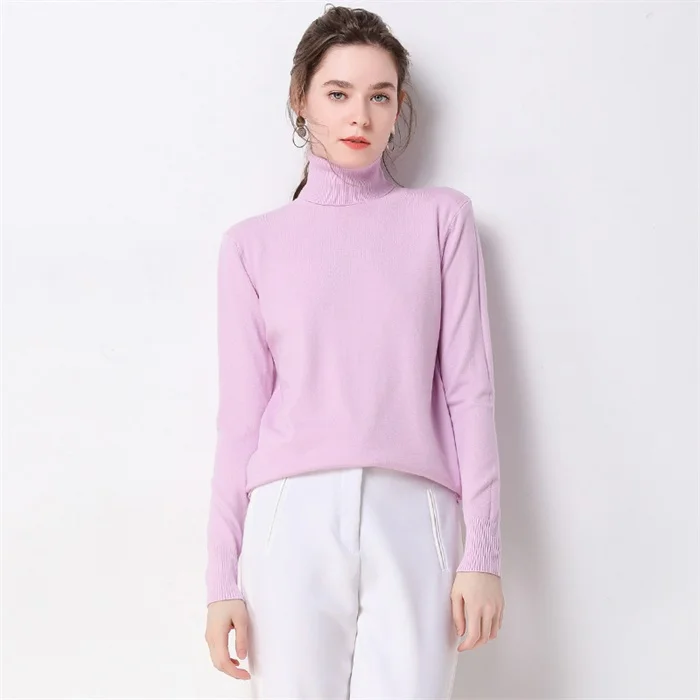 Pink Autumn Winter sweater women turtleneck cashmere sweater knitted pullover women sweter fashion sweaters new Plus Size tops - Цвет: Pink