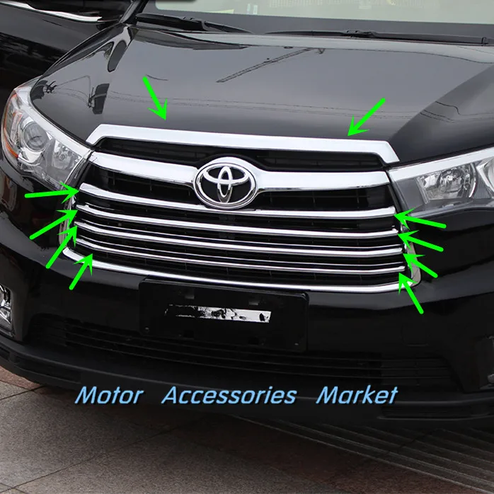 Новая хромированная передняя решетка радиатора для Toyota Highlander 2014 2015 2016|hood trim|front