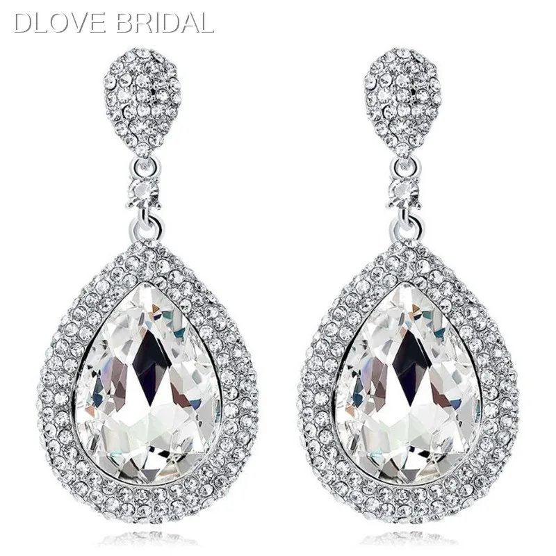 Серьги Eleagnt в форме капли воды с кристаллами Стразы Свадебный аксессуар для