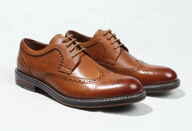 Мужские кожаные туфли ручной работы коричневые ботинки из натуральной