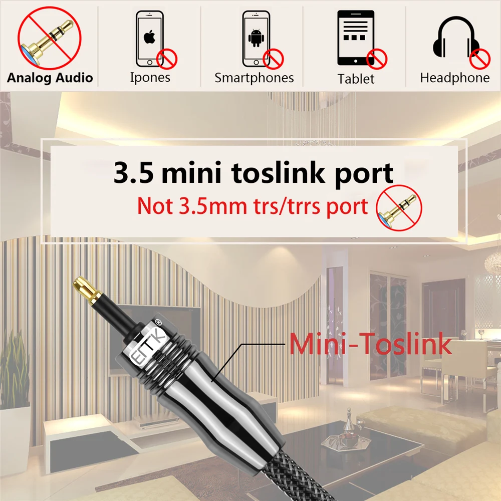 EMK Toslink к мини-кабелю оптический кабель SPDIF с цифровым звуком переходник 3 5 на