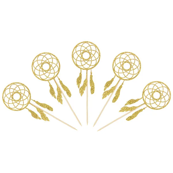 gold 12 шт золотые серебряные Ловец снов украшения для кексов богемный стиль день рождения Свадебный Праздничный торт для украшения детского душа крестины - Цвет: gold