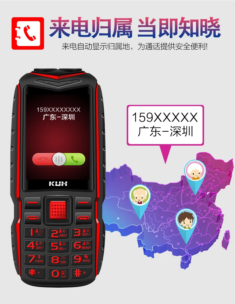 KUH T3 внешний аккумулятор, телефон, две sim-карты, камера, MP3, двойной фонарик, большой голос, 2,4 дюймов, прочный, ударопрочный, дешевый мобильный телефон