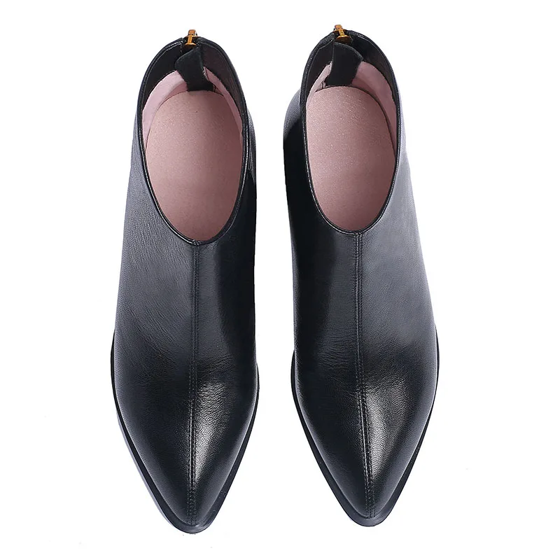 Женские ботильоны из натуральной кожи ISNOM ботинки на высоком каблуке с острым