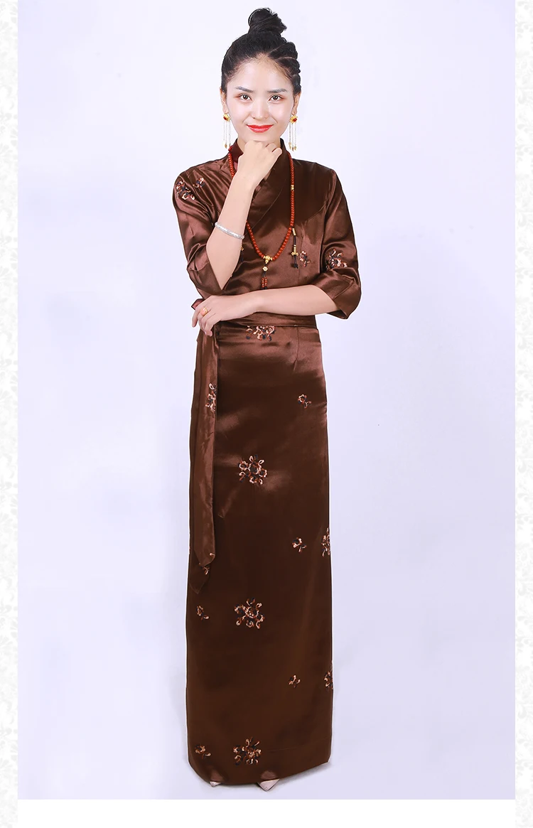 Nepal Myanmar Holiday Women Original Ethnic Tibet summer Costume dress women Tibetan Gown three-dimensional carved long Robe