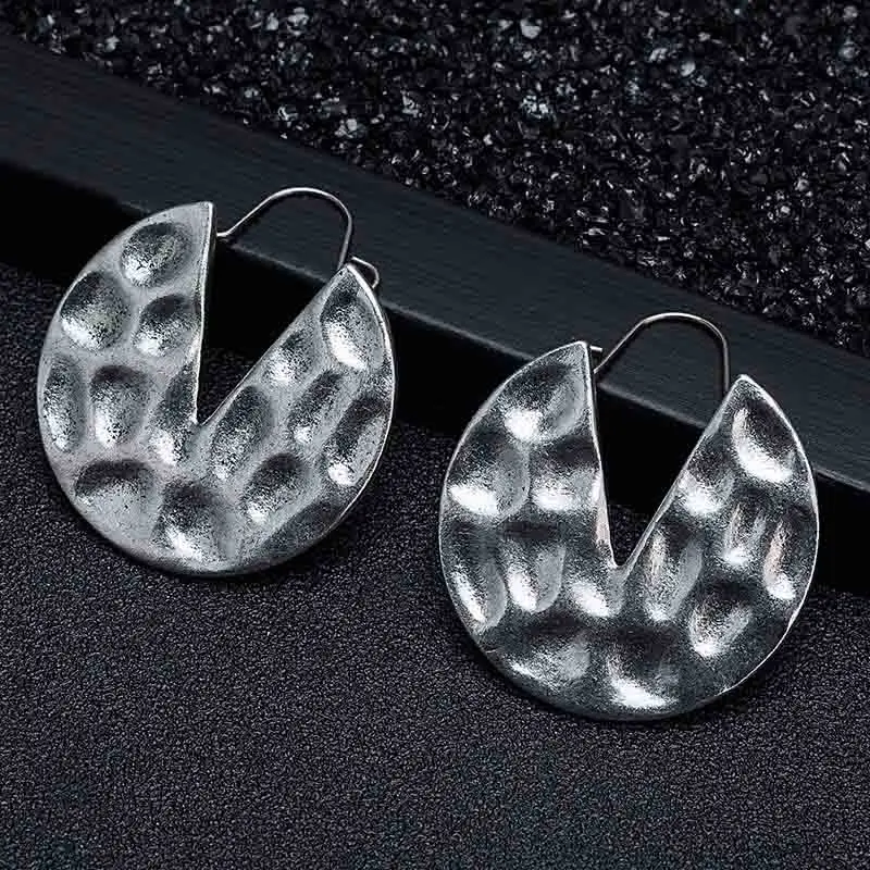 Antique Silver Индийские племенные латунные серьги, висячие серьги в форме цветка, украшенные вихрем «цыганские» серьги для женщин, богемные Винтажные серьги EAR00C000B03B - Окраска металла: Antique Silver