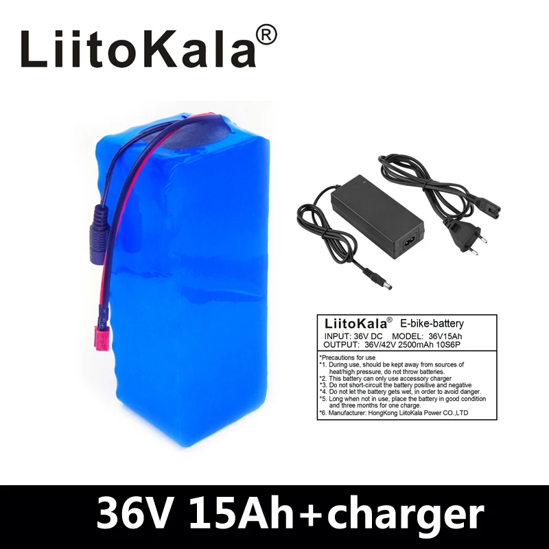 

Аккумулятор LiitoKala, 36 В, 15 А · ч, 36 В, 500 Вт, 36 В, 15 А · ч
