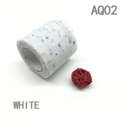 AQ02 WHITE Блестящая блестящая Тюлевая рулон 25 ярдов ширина 6,5 см катушка пачка Свадебная отделка органзы лазерные поделки товары для дня рождения - Цвет: AQ02 WHITE