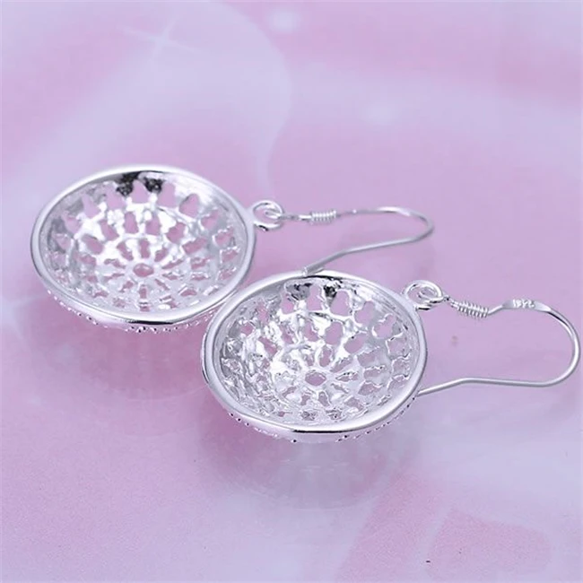 Promotion! Jewellery Silver Plated Wholesale Free Shipping Earrings for woman Fashion Jewelry Round bag KN-E112 | Украшения и