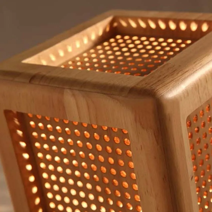 Современный квадратный деревянный настенный абажур из твердой древесины E27