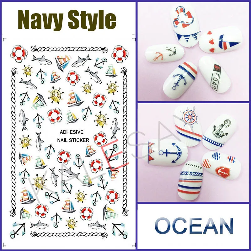 Маникюр украшения для ногтей наклейки самоклеющиеся дизайн парусный спорт море