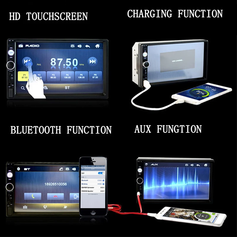 Новый 2 Дин Радио 7 &quothd плеер MP5 Сенсорный экран цифровой Дисплей Bluetooth USB Multimedia 2din