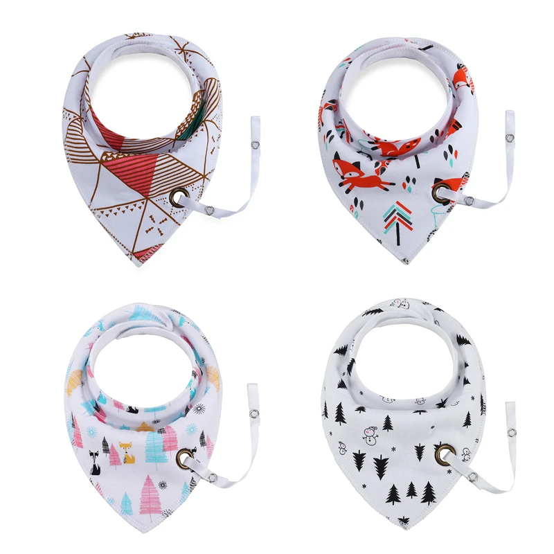 

Baby Bibs Cotton Baby Feeding Apron Cute Baby Girls Boys Cartoon Feeding Scarf Bib Collar Bib Burp Cloth with Pacifier Chain