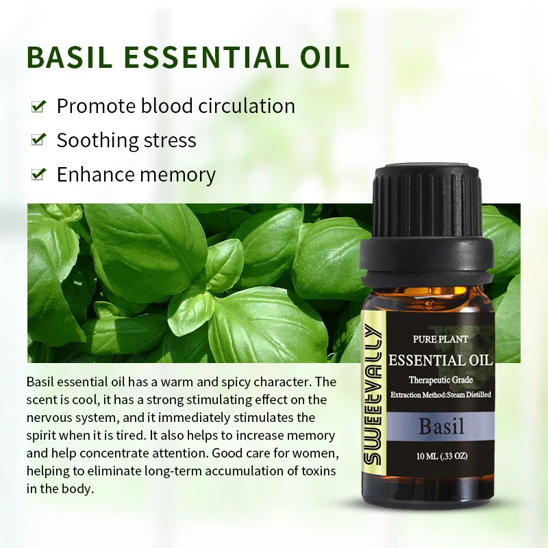 Эфирное Масло Базилика для снятия стресса 10 мл освежитель воздуха увлажнителя