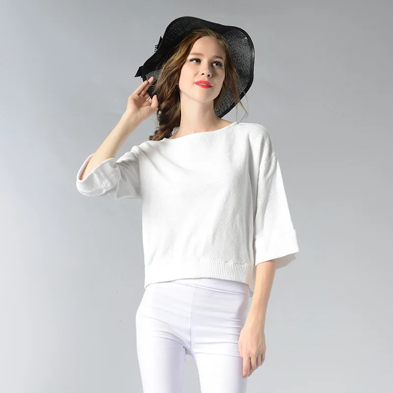 Poncho Pullover Autumn And Winter New Korean One Word Lead Knitting Unlined Upper Garment Easy Pure Cotton Seven Sleeve Women's | Женская