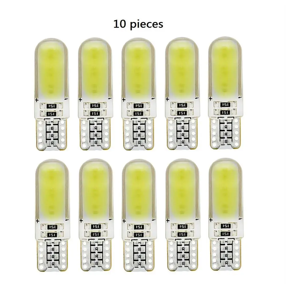 10 pieces ANBLUB 12V T10 W5W силиконовый COB светодиодный 12 чипов автомобильный клиновидный боковой светильник 194 168 автоматический светодиодный светильник для чтения - Испускаемый цвет: 10 pieces