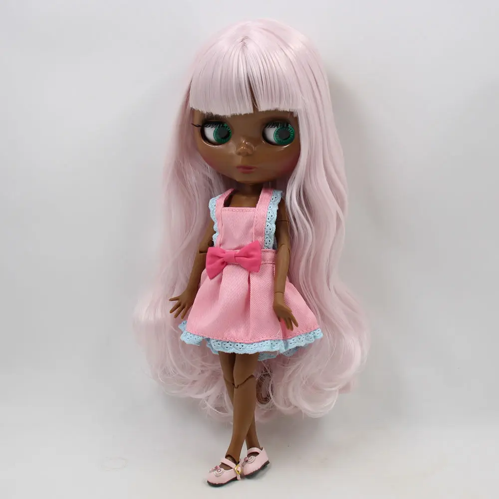 Ледяной DBS Blyth кукольные 1/6 bjd супер черный тон кожи милые розовые мягкие длинные